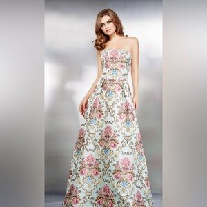 NWT Jovani formal evening Dress with Pink and Blue Floral Accents size 14